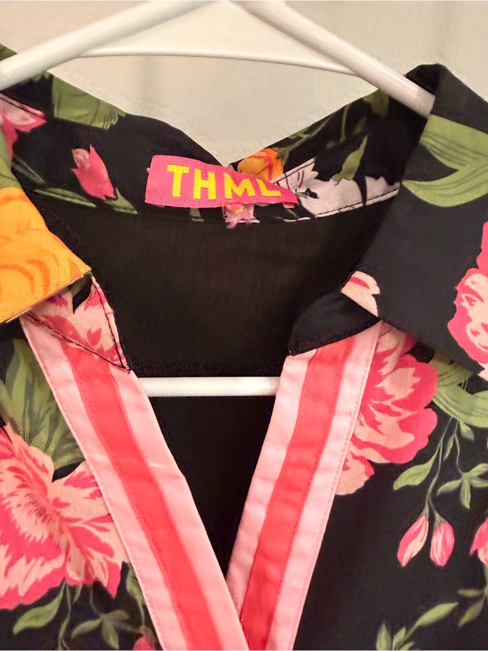 THML Black Floral Tiered Dress with Pink & Yellow Accents - Picture 2 of 5
